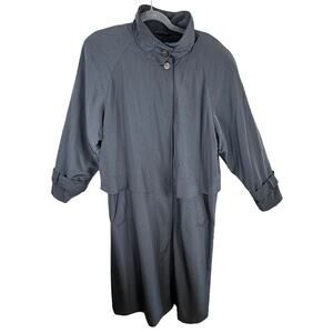 American Bazaar Vintage Gray Long Removable Lining Button Front Coat Size 10